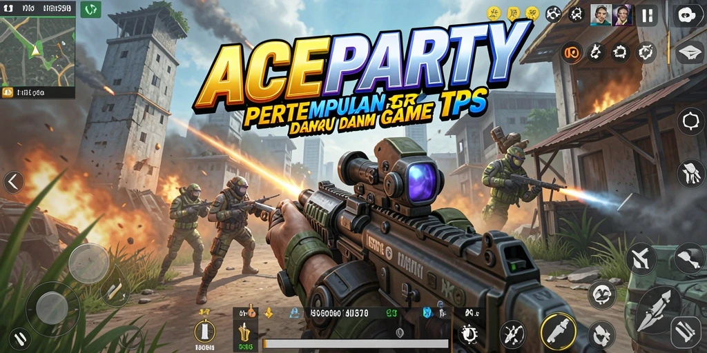 Tangkapan layar ACEPARTY menampilkan aksi pertempuran yang mendebarkan dalam TPS.