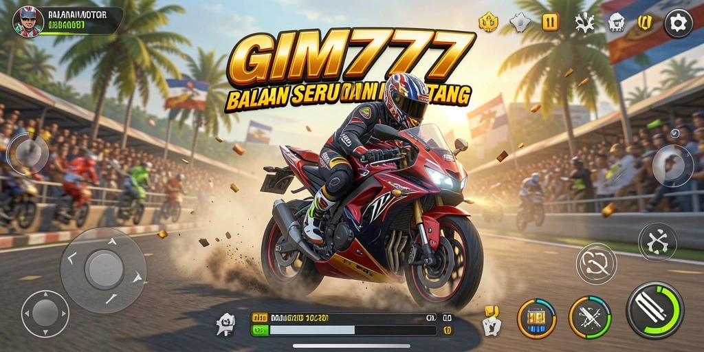 Tampilan gameplay GIM777 dengan balapan motor yang penuh aksi.