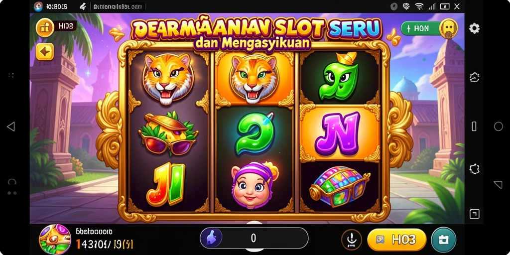 Tangkapan layar H03 menampilkan gameplay menawan dengan simbol Slot yang berkilauan.