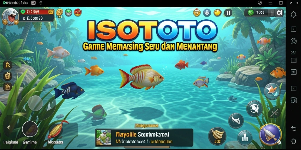Tampilan gameplay menarik dari ISOTOTO dengan momen menangkap ikan.