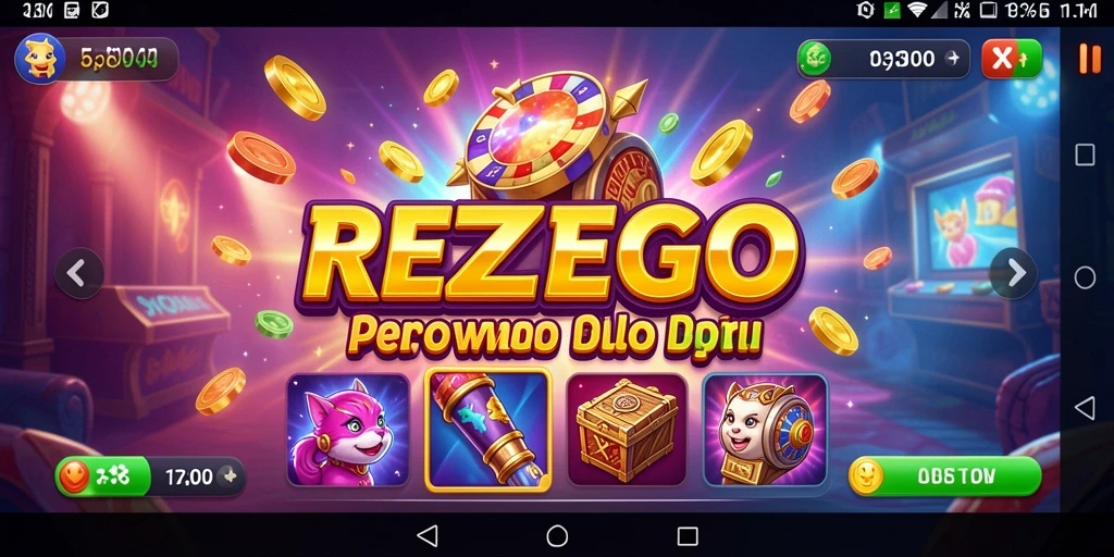 Tampilan seru gameplay REZEGO dengan gulungan slot yang menarik.