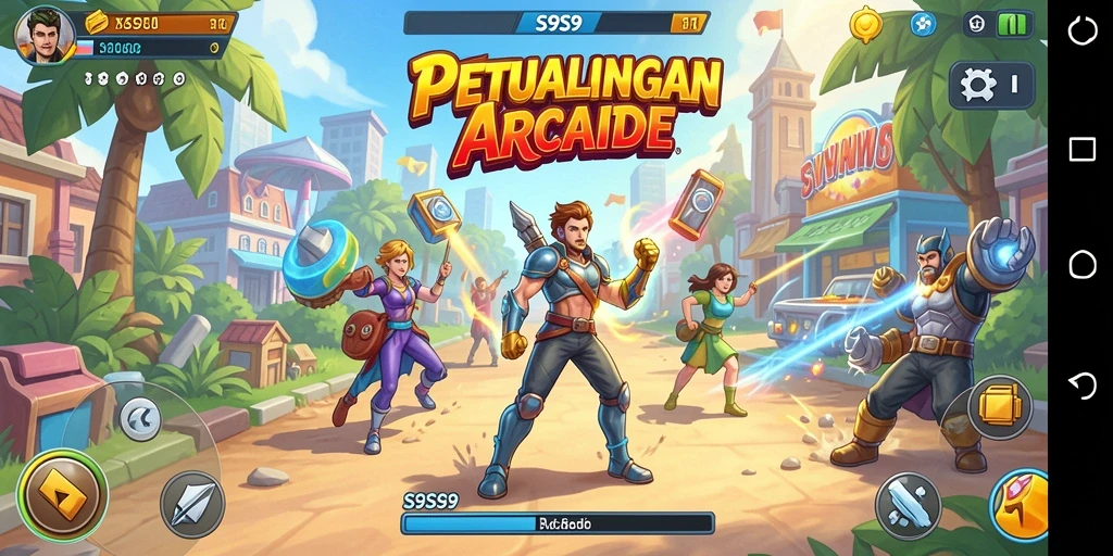 Screenshot dari gameplay S9S9 yang menunjukkan aksi seru dalam permainan Arcade.