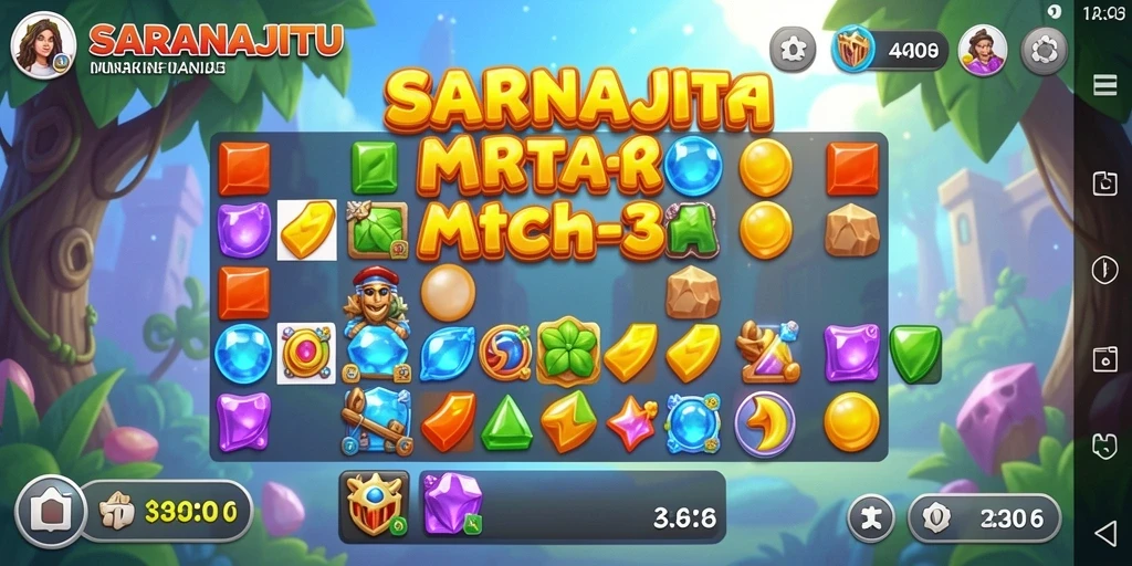 Tampilan menarik dari gameplay SARANAJITU dalam genre Match-3.